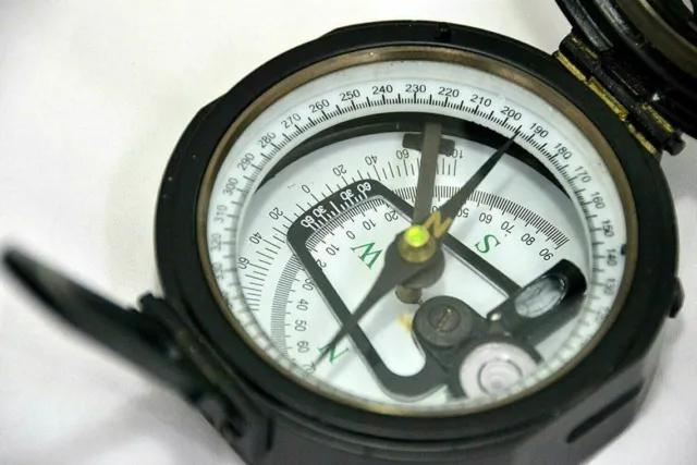 AK 100% Working Brass Brunton Pocket Transit Compass With Leather Case