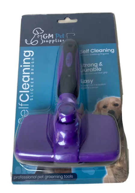 GM Pet Supplies Large Self Cleaning Slicker Brush - Purple New!