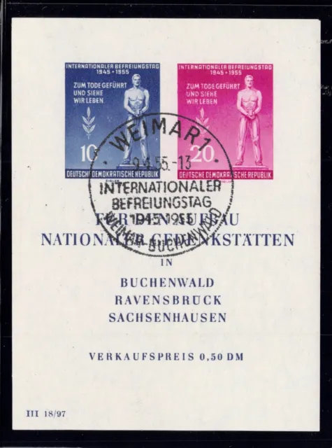 DDR 1955; Befreiung v. Faschismus; Block 11; SONDER-ERSTAGSSTEMPEL