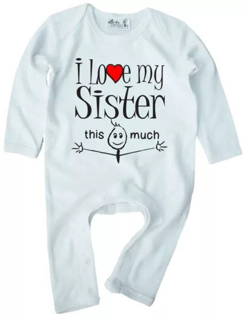 Sister Baby Clothes "I Love My Sister This Much" Baby Romper Suit Boy Girl Gift