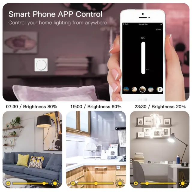 MOES WLAN Smart Dimmer Lichtschalter Touch Dimmschalter WiFi Alexa APP Steuerung 3