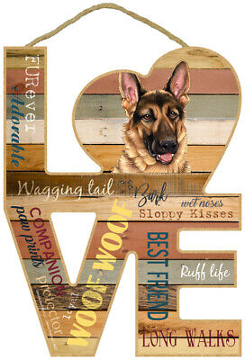 German Shepherd Love Wood Cut Out 8"x11" Nice Hanging Dog Sign Gift Home NEW L38