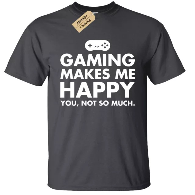 GAMING MAKES ME HAPPY T-Shirt funny Mens geek gamer ps4 xbox one pc console