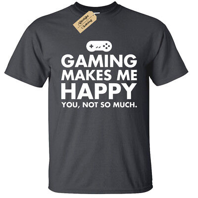 Gioco Makes Me Happy T-Shirt Divertente, da Uomo Smanettone ps4 Xbox One Pc