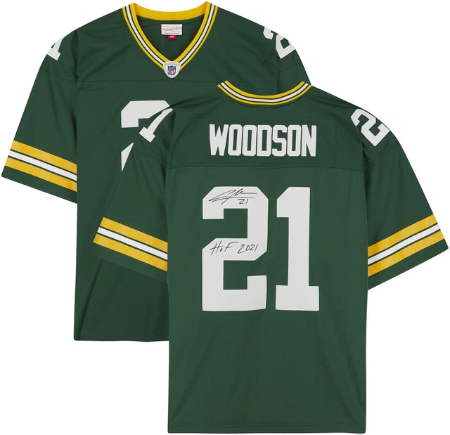 Charles Woodson Green Bay Packers Signed Green M&N Replica Jersey & HOF 21 Insc