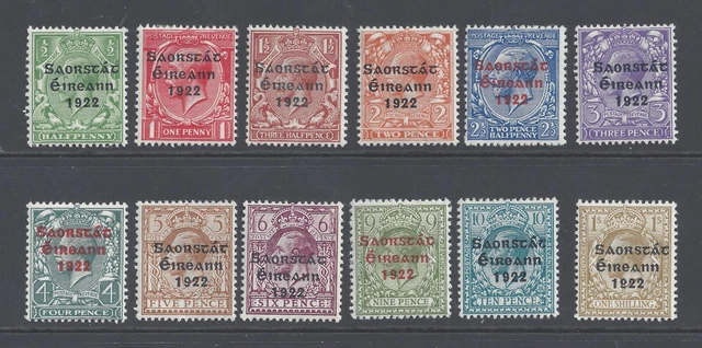 IRELAND 1922-23 THOM  OVERPRINT  SET OF 12 TO 1s.  MINT HEAVILY HINGED  SG 52/63