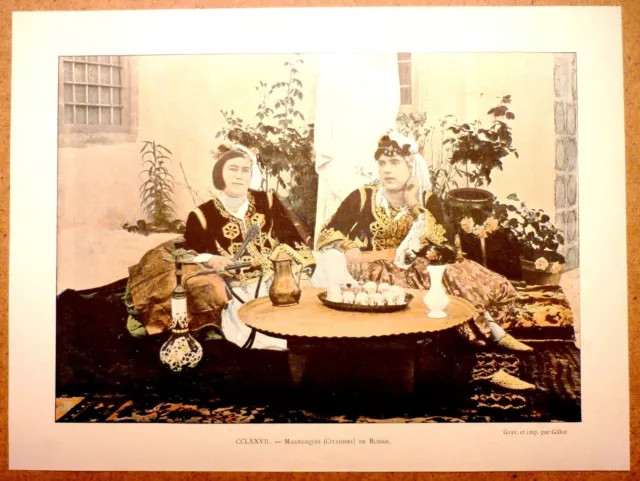ALGÉRIE Citadines mauresques de Blida - Photochromie fin 19ème Gravure
