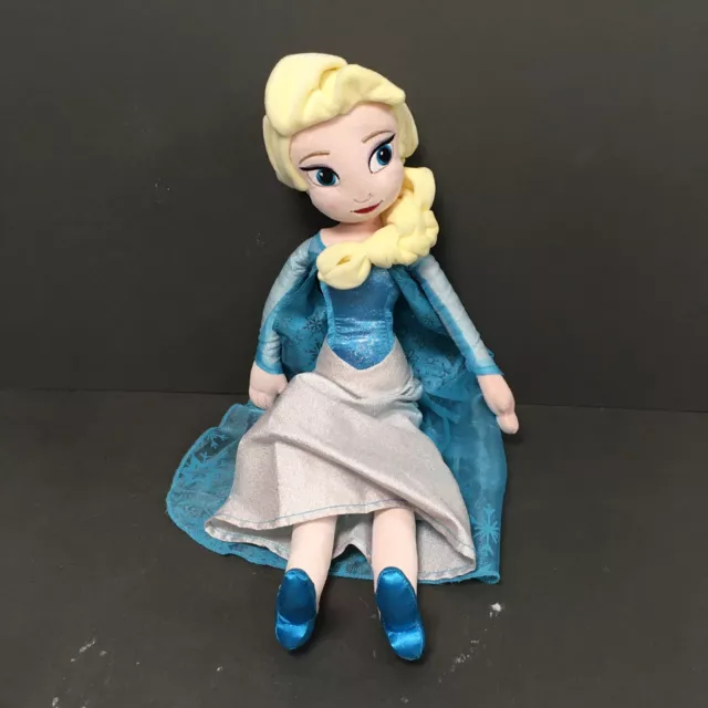 Disney Store Elsa Soft Doll Toy Frozen Princess Queen 20" Soft Toy Blue Dress