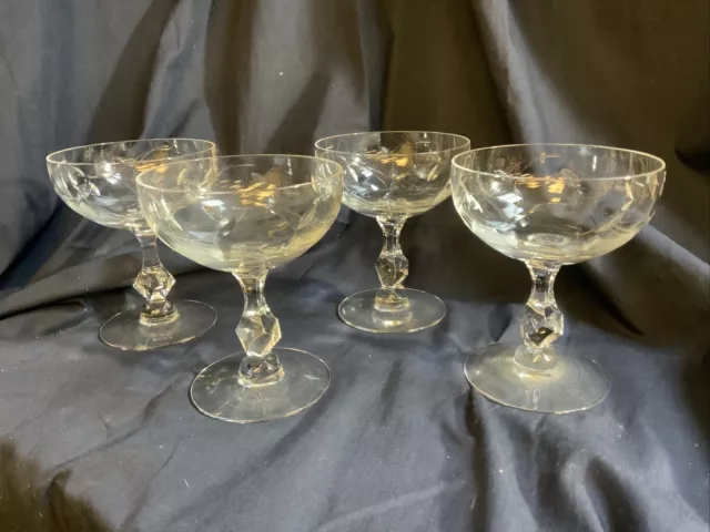 Tiffin Franciscan Petite Champagne/Tall Sherbet Glasses Stem 17524 Set of 4