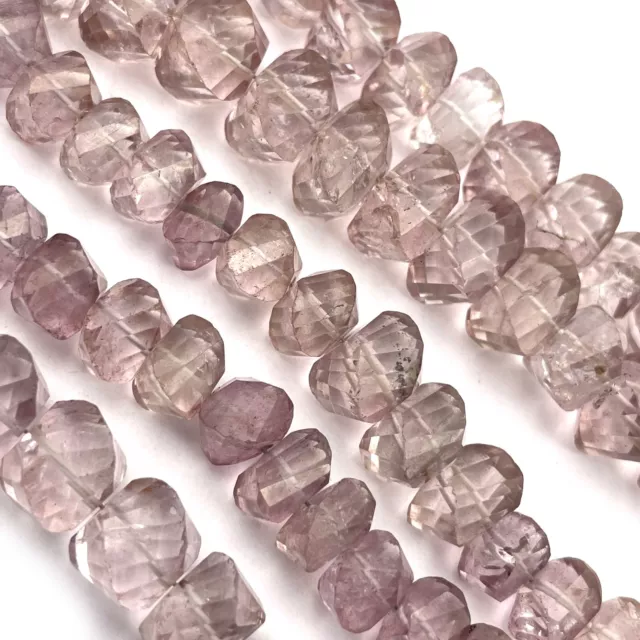 Natural Rose Quartz Fancy Beads Gemstone Faceted Briolette 9-12 mm 156 CT 8 Inch