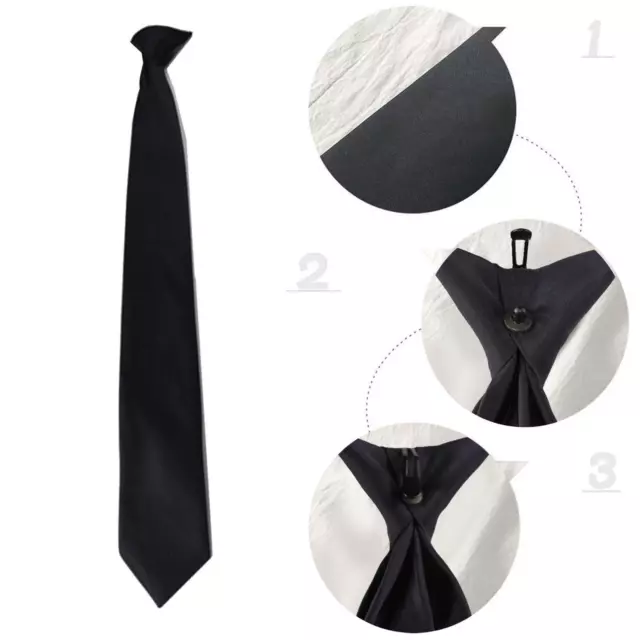 Black Clip On Tie Security Tie Doorman Steward Matte Black  Funeral- Tie
