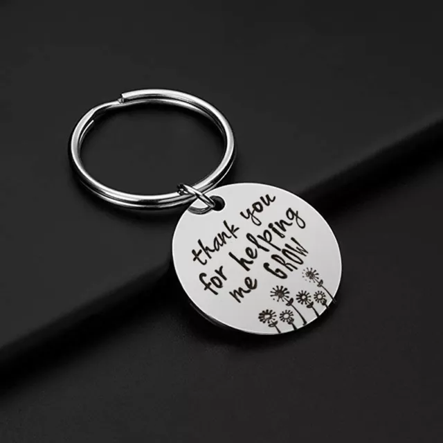 Thank You For Helping Me Grow Engraved Round Pendant Keychain Creative Gift BS