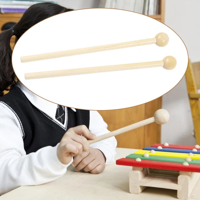 Lot De 2 Maillets Xylophone Enfant - Baguettes Bois Pour Percussion | Marimba, Tambour, Dès 1 An