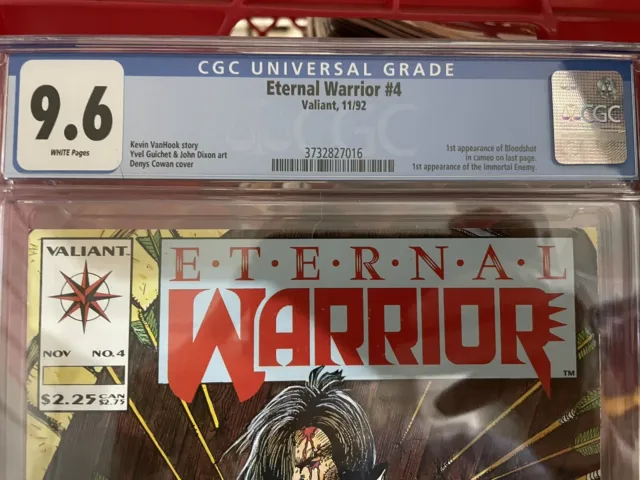 Eternal Warrior #4 (Valiant, 1992) CGC 9.6 White Pages 1st Bloodshot Key 2