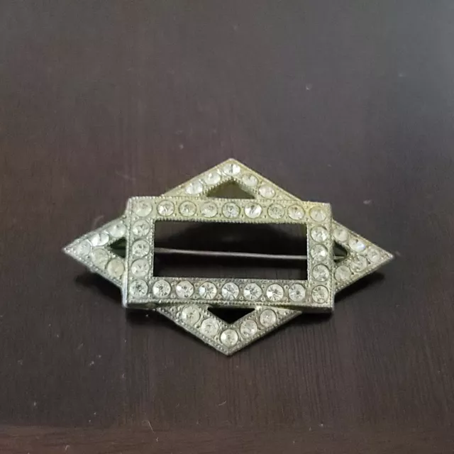 Vintage Goody Art Deco Diamond Shaped Rhinestone Brooch Pin