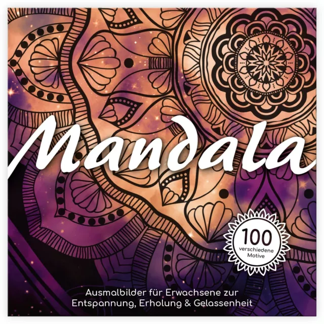 Mandala großes Malbuch für Erwachsene 100 Motive Premium Ausmalbuch 21 x 21 cm