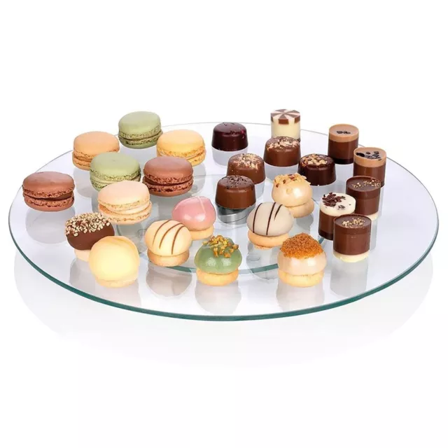 Drehbare Lazy Susan Serviertablett Hartglas Plattenspieler Käsebrett Cupcakes