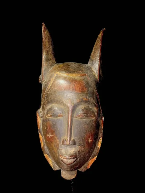 Maschera africana antica intagliata a mano in legno decorazione da parete...