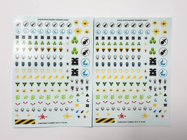 WARHAMMER 40K GIANT Chaos Space Marines Transfer Decals Sheet Bit Games ...
