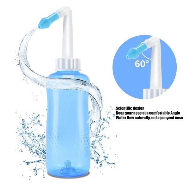Limpiador nasal respiración con 2 boquillas 500 ml botella lavado nasal chw