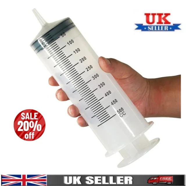 100-500ML Reusable Big Large Plastic Hydroponics Nutrient Measuring Syringe UK