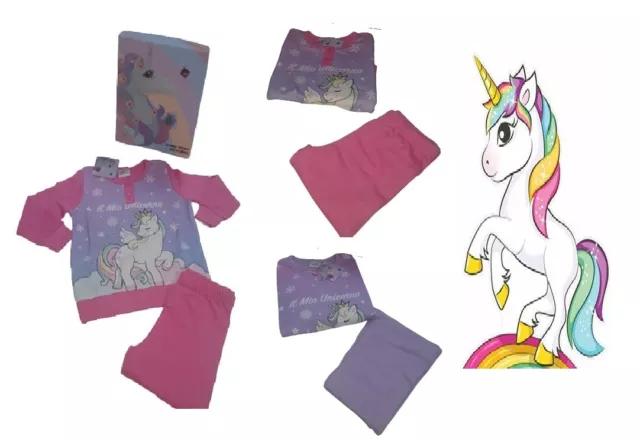 Pigiama  Bimba bambina Caldo Cotone  100% Cotone  UNICORNO