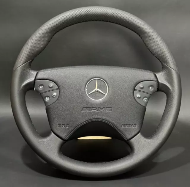 AMG Steering Wheel Mercedes-Benz CLK W208 E W210 G W463, Genuine Leather, Black,