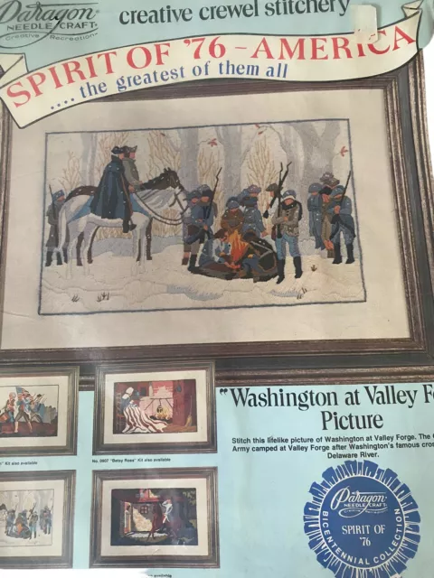 Paragon Crewel Stitchery Spirit 76 America Washington Valley Forge Kit Vintage