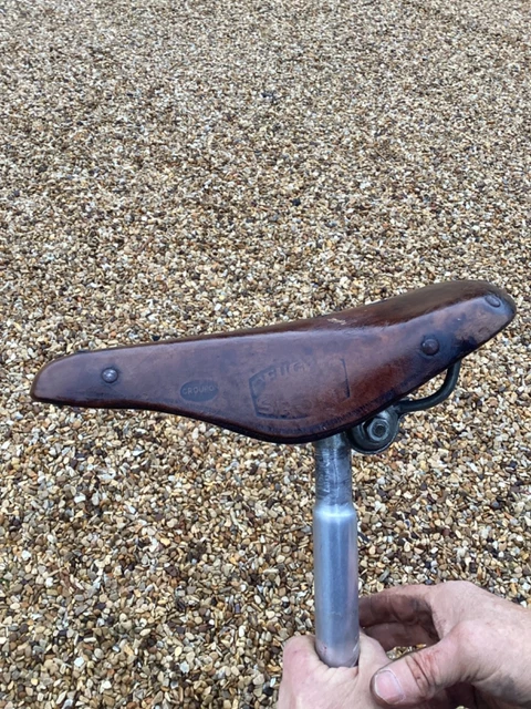 Selle cuir PEUGEOT SPORT vélo course ancien 1940 - 1960 old