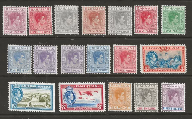 BAHAMAS  (6-664) 1938-SG149-156b SHORT SET OF 18 TO 5/- INC BETTER COLOURS MM
