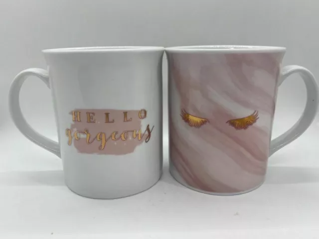 Hello Gorgeous Sally Beauty Coffee Mugs, Set of 2, New in Box - E2