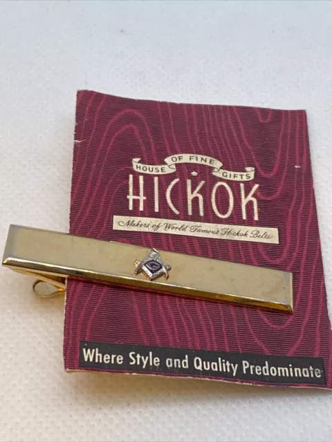 Tie Clip Bar Masonic Free Mason HICKOK USA Includes Pamphlet From Hickok B1B