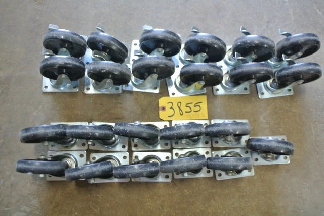 23pcs Swivel Plate 4" PVC Wheel Casters 12 locking, 11 swivel