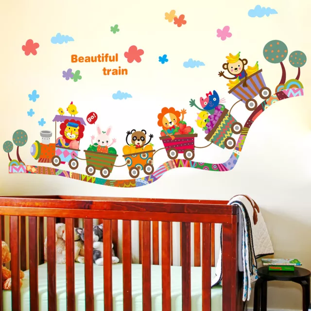 cartoon animal zoo circus train children diy removable kids wall stickers dec ZF