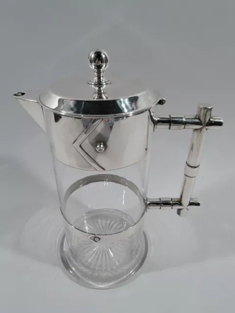 Victorian Decanter - Modern Dresser Style - English Sterling Silver   1884