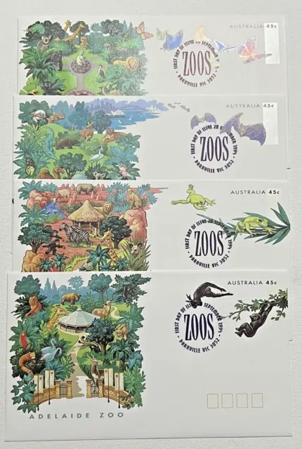 Australia Pre-Stamped Envelope PSE FDC - 1994 Zoos:Endangered Species (Set of 4)