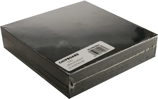 2 Pack Grafix Medium Weight Chipboard Sheets 6"X6" 25/Pkg-Black CB66-25B