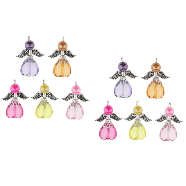 10 Stück Mixed Angel Wings Charms Anhänger Facettierte Acryl   Perlen