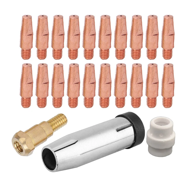 23PCS MB 24KD MIG/MAG Welding Torch Contact TIP Gas Nozzle 0.6X28mm