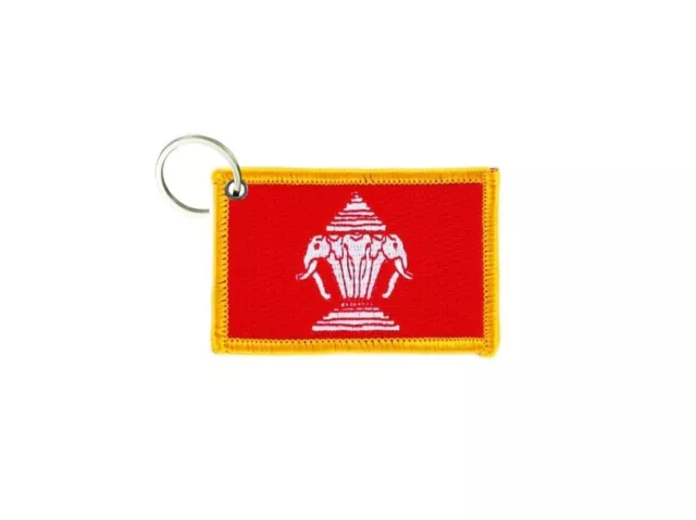 Keychain keyring embroidered embroidery patch double sided flag laos old