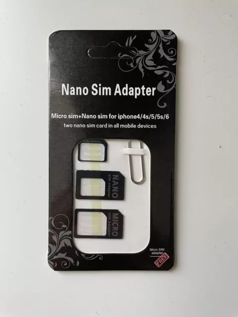 Nano, Micro, Mini Sim Card Adapter Converter to Standard Sim Removal Pin