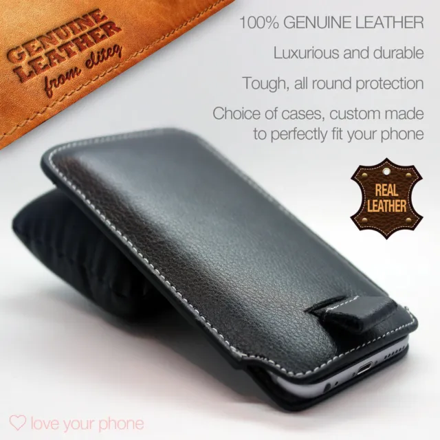 NOKIA✔Quality Luxury Genuine Leather Pull Tab Slide In Case Cover Sleeve Pouch