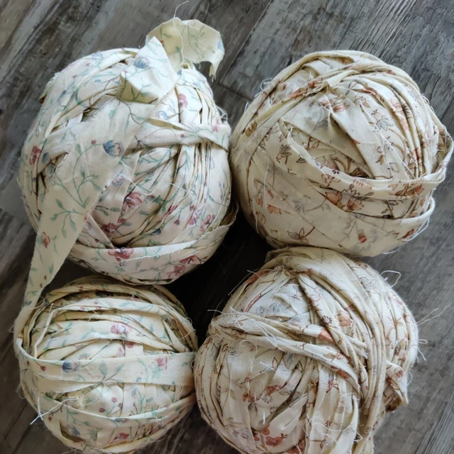 4 tiras grandes de tela de bola para trapo alfombra ganchillo tejido medios mixtos