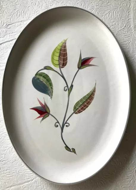 Vintage Denby Stoneware Oval Serving Platter, SPRING Pattern 12.5”L x 9”W, 1950s