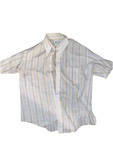 VINTAGE KMART LATE 60’s Early 70’s Striped Sleeve Button Shirt Mens $5.