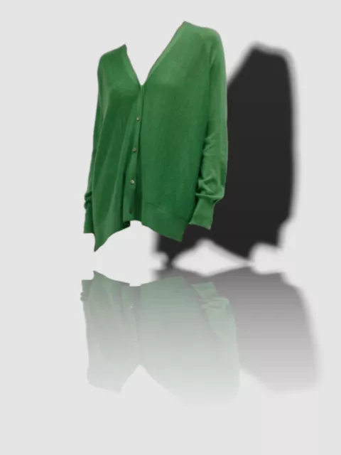 $425 Neiman Marcus Cashmere Collection Women Green Superfine Cardigan Sweater S