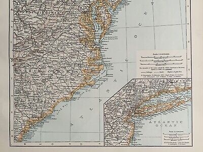 1896 Northeast United States Original Antique Map 125 Years Old 3