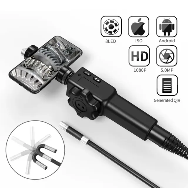 Articulating 1080P HD 5MP Endoscope Inspection Camera 3.2ft 2200mAh for iPhone