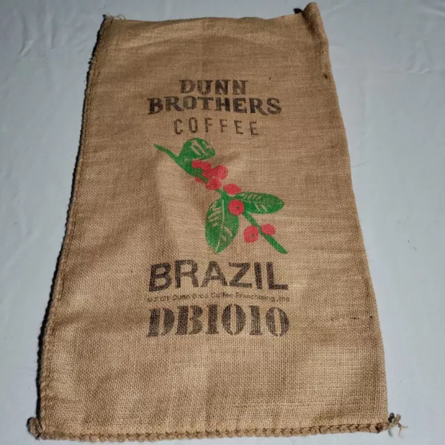 Brazil Coffee Bean Burlap Bag Approximately 30”x 17” Dunn Bros Red Berry