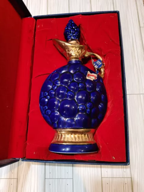175 Months Jim Beam Whiskey Decanter W/Box 1963 Cobalt Blue and Gold